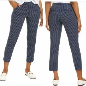 Max Mara Weekend Linen Blend Striped Navy Blue Trousers Cigarette Pants Size 6